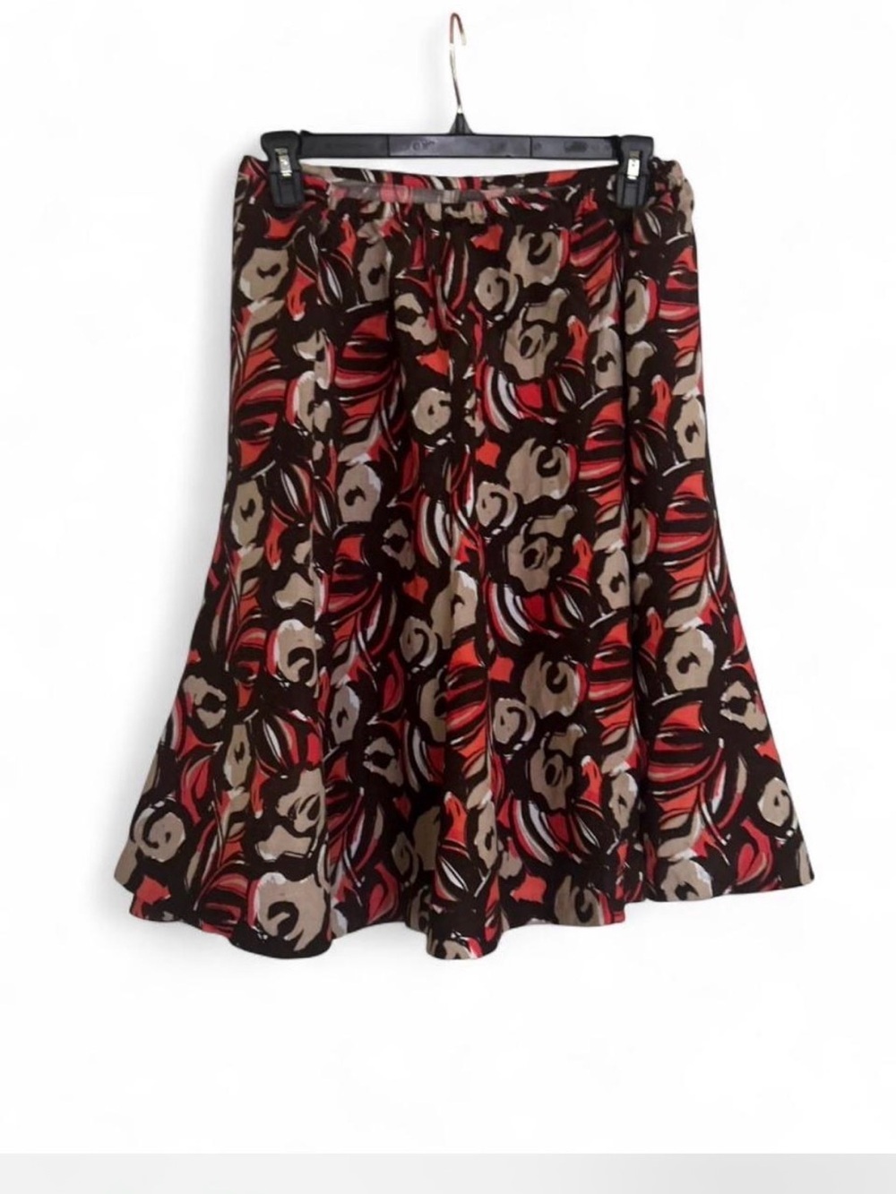 Lane Bryant A-Line Knee Skirt, Plus 22/24, Floral Red Black, Linen Pull-On